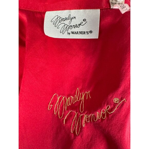 Marilyn Monroe By Warners Satin Red Wrap Robe With Belt & Embroidered Logo - Picture 3 of 16